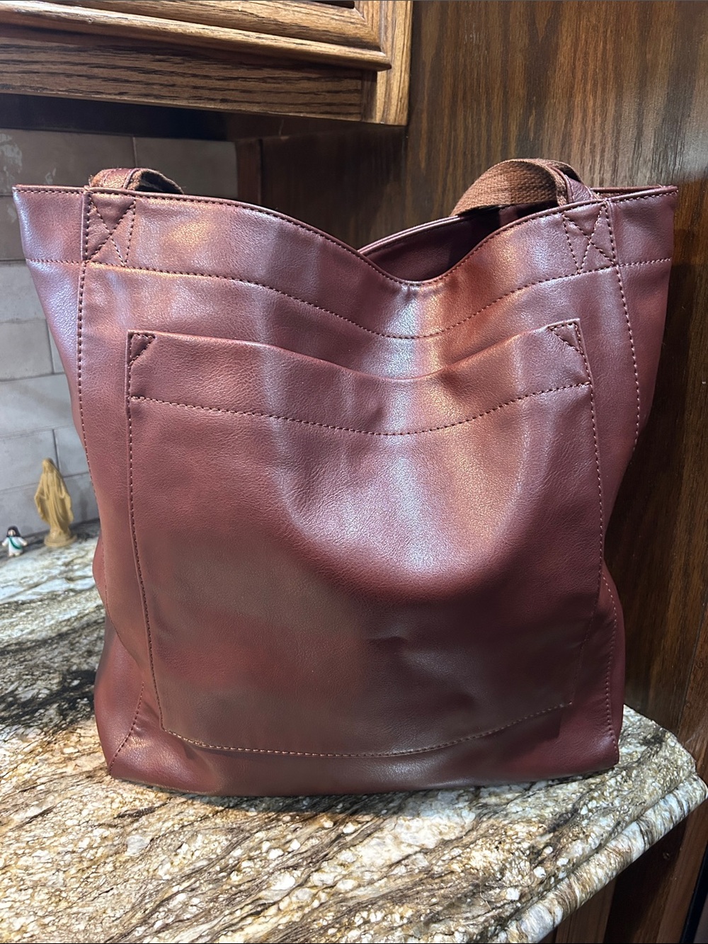 Large Women's Tote Bag in dark brown - Picture 2 of 3